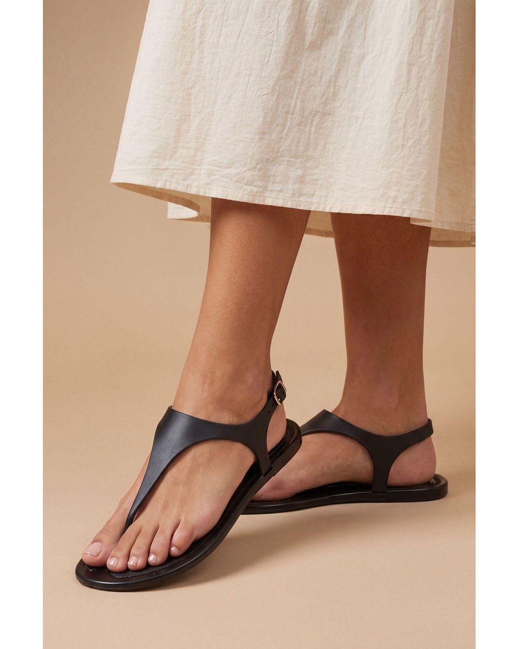 Oasis Natural Patricia Jelly Slingback Toe Post Flat Sandals
