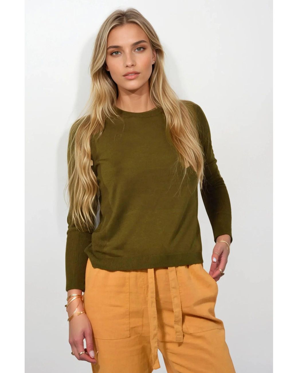 Secret Label Green Round Neck Fine Knit Jumper