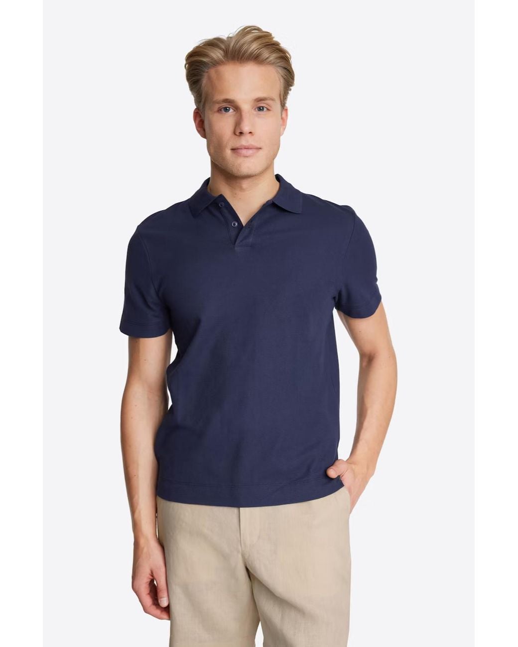 Secret Label Blue Cotton Pique Polo Shirt for men