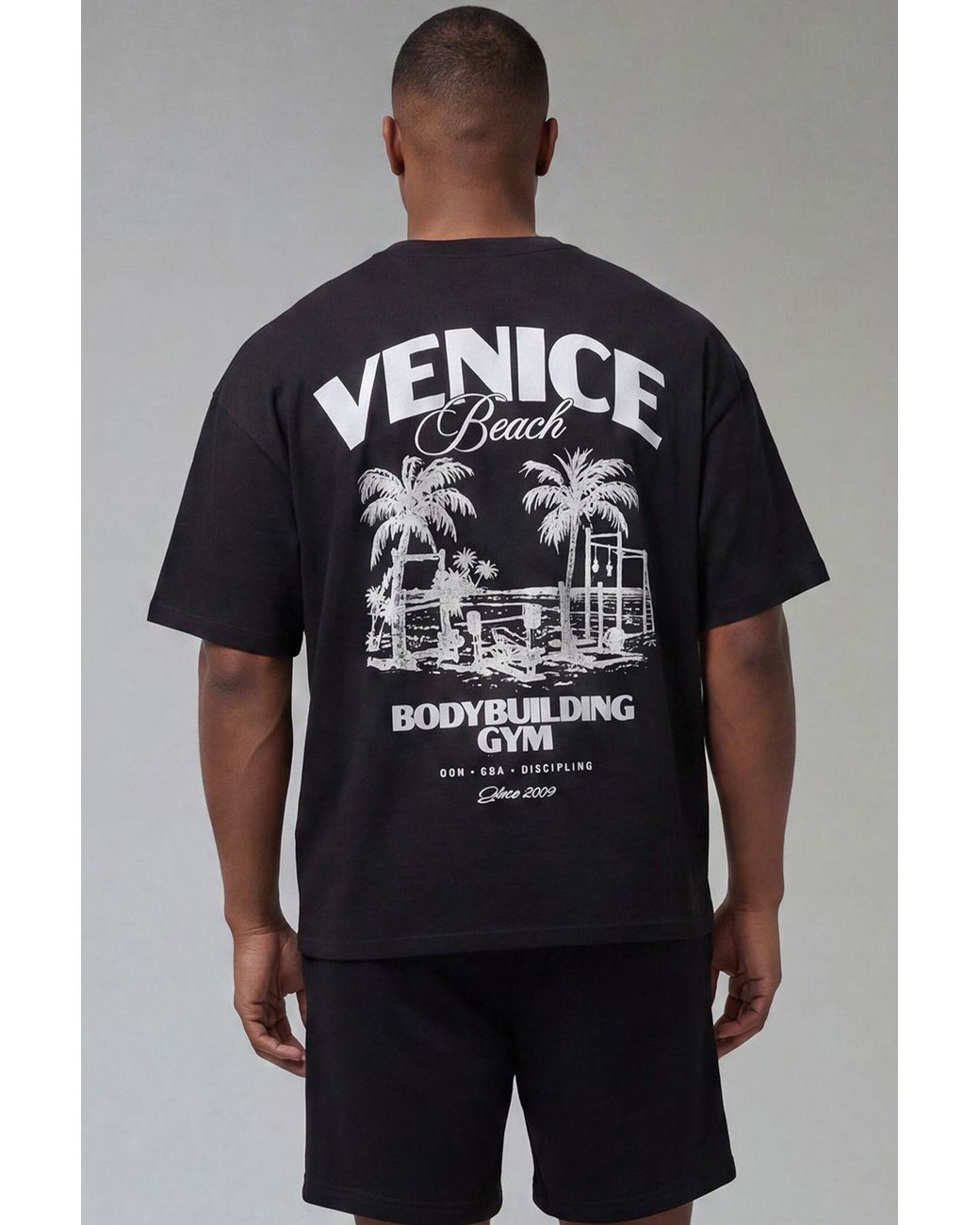 BoohooMAN Gray Active Venice Beach Oversized T-Shirt for men