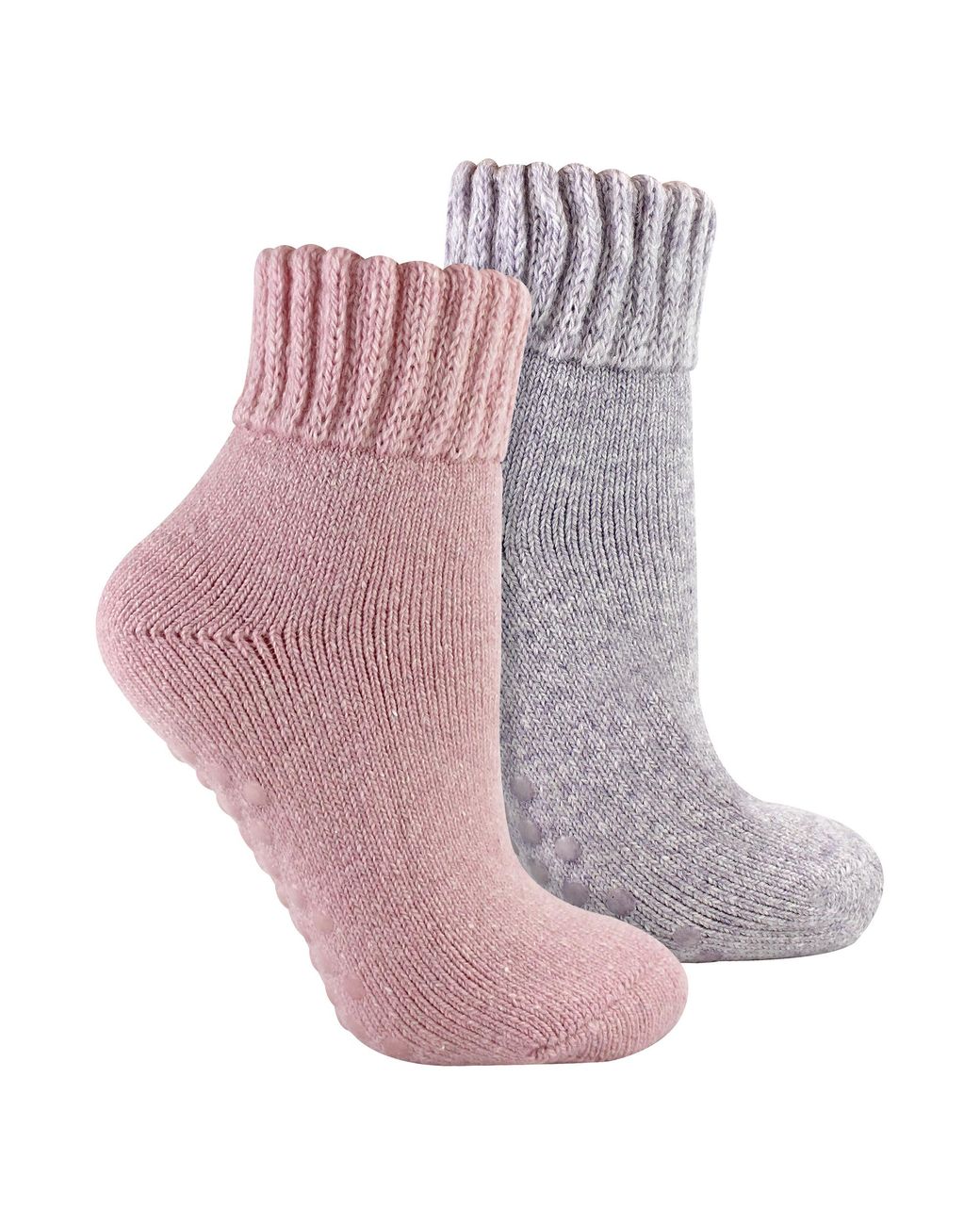 Sock Snob Pink 2 Pack Soft Warm Merino Wool Slipper Socks For Ladies