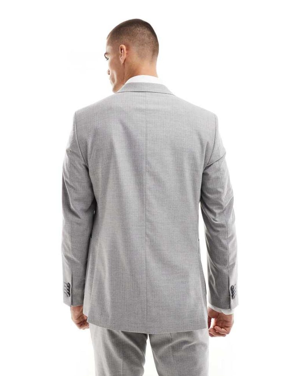Shelby and Sons Gray And Double Breasted Slim Blazer for men