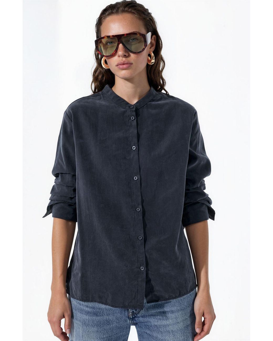 Busem Blue Tencel-Blend Shirt