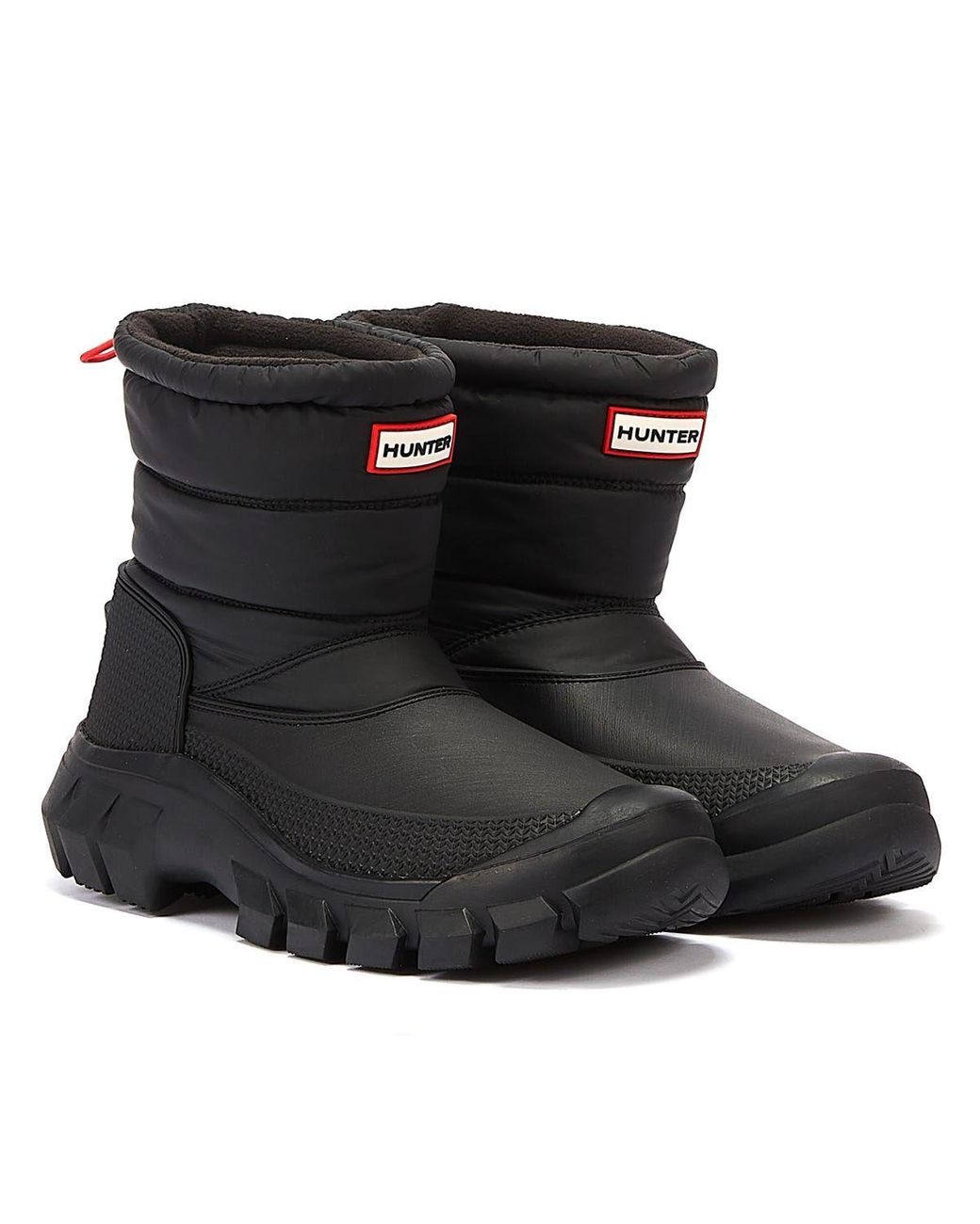 Hunter Black Intrepid Short Snow Leather Boots