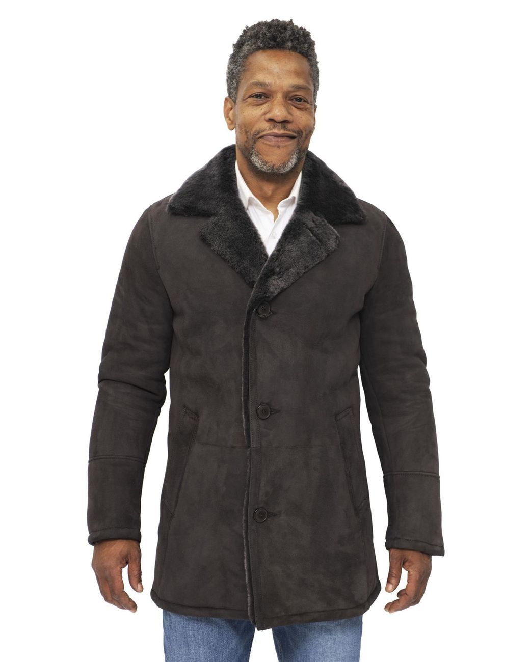 Infinity Leather Black Sheepskin Classic Car Coat-Avondale for men