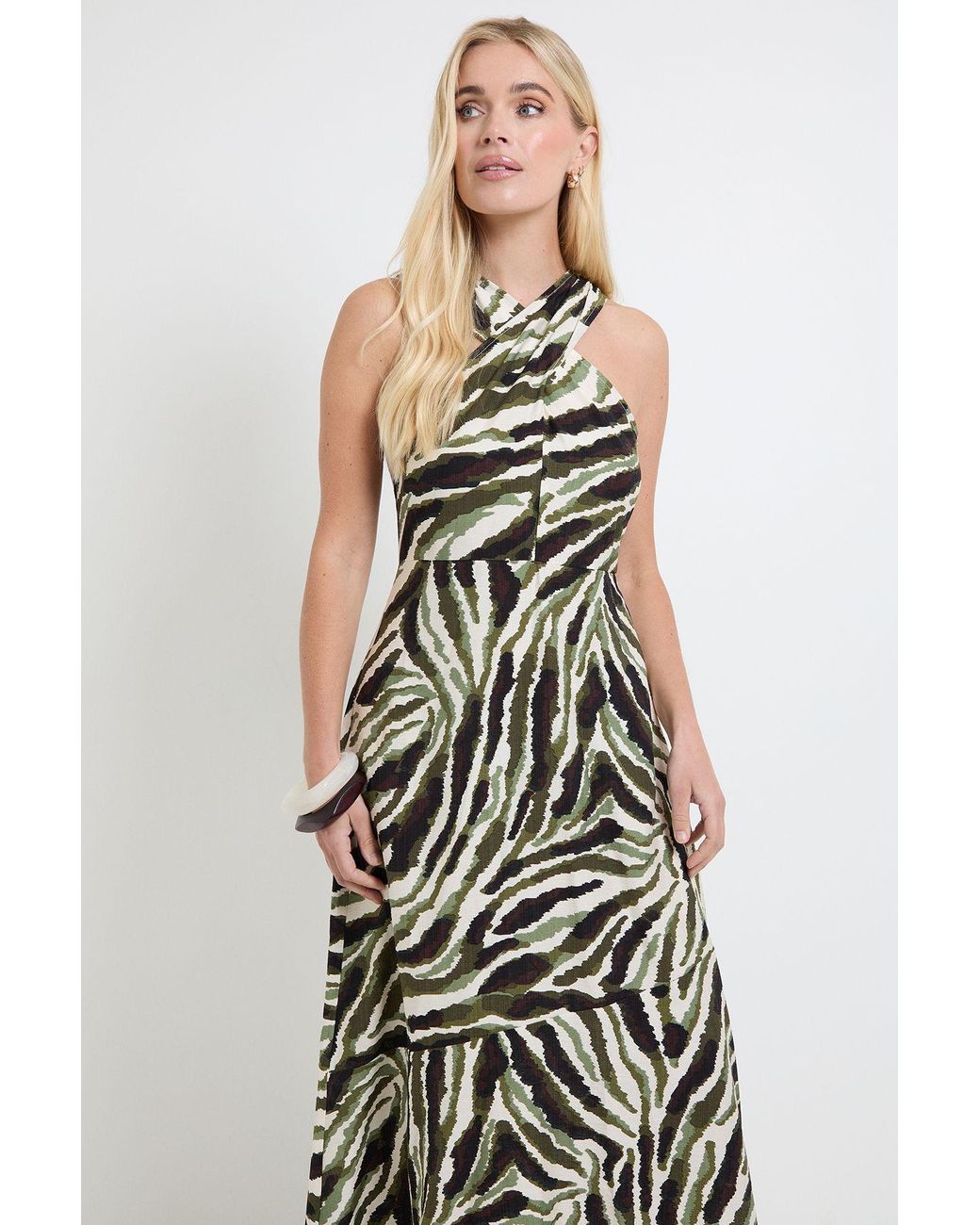 Wallis White Petite Abstract Twist Neck Maxi Dress