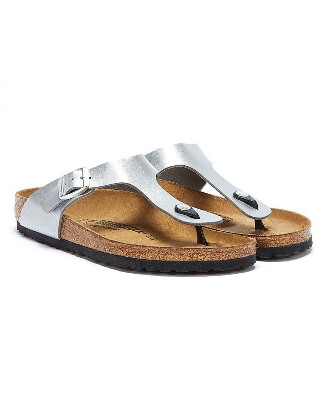 Birkenstock Gizeh Birko Flor Silver Sandalsuk 3.5 Rubber in White