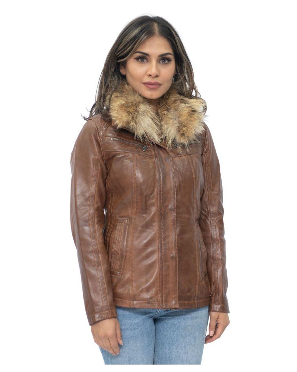 Infinity Leather Brown Parker Jacket-Arvada