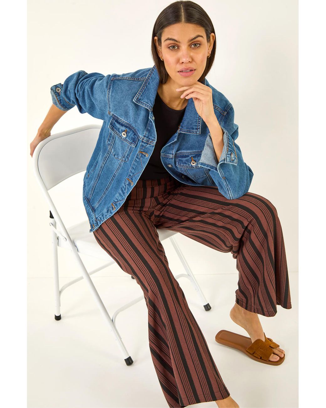 Roman Blue Texture Stripe Stretch Trouser