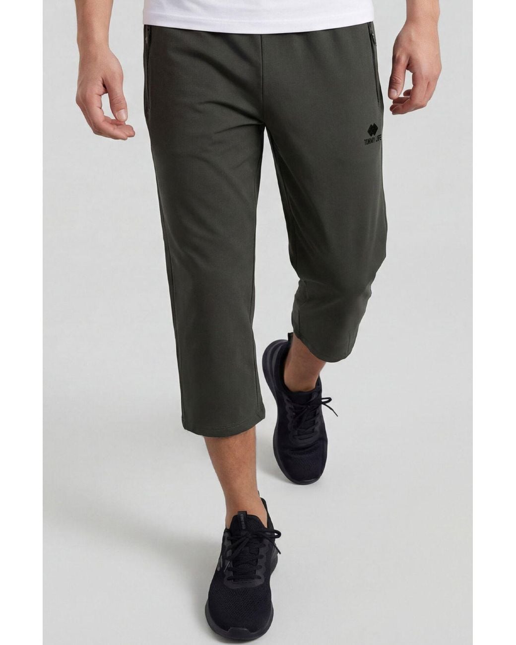 TOMMY LIFE Black Capri Cycling Shorts for men