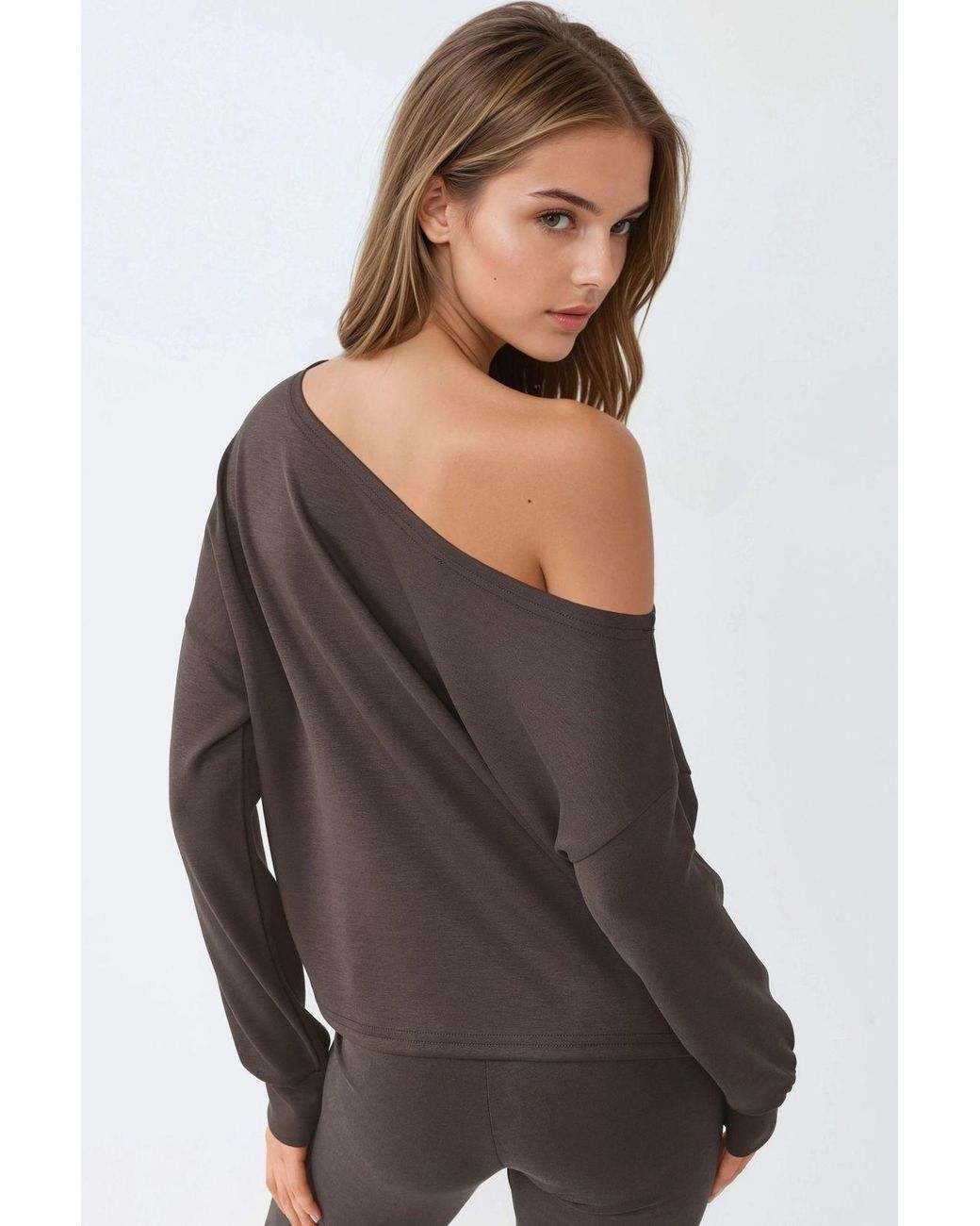 Busem Black Asymmetrical Collar Relaxed Fit Sweatshirt