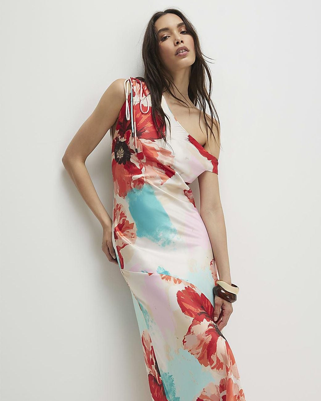 River Island White Maxi Dress One Shoulder