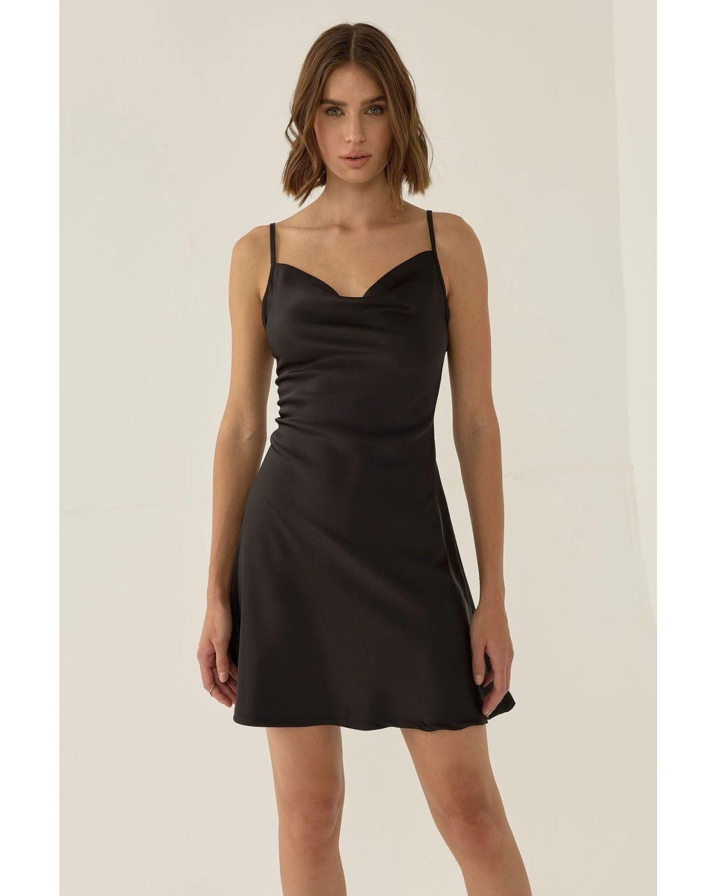 Hiccup Black Belted Satin Mini Dress