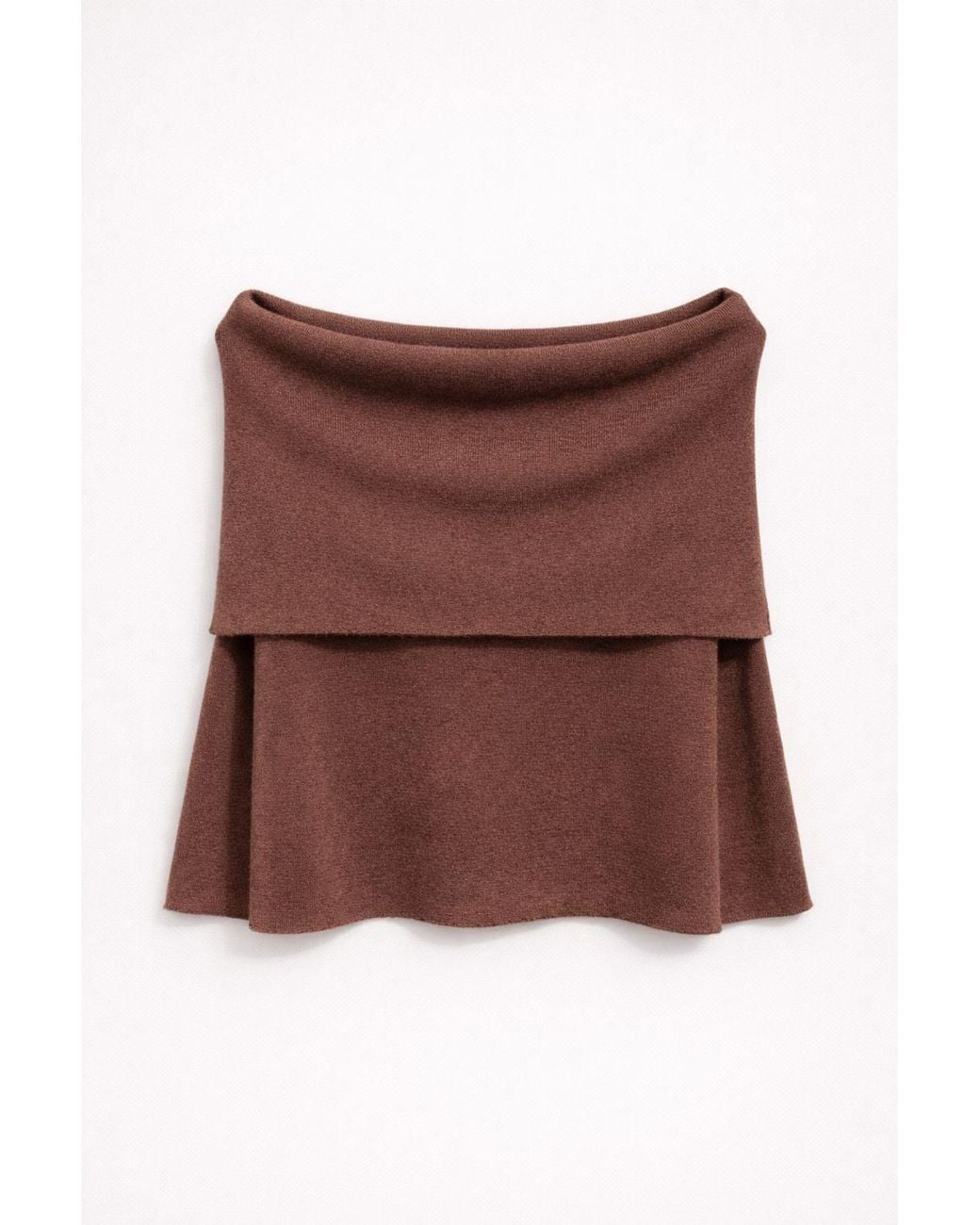 MixRay Brown Oversized Ribbed Knitwear Blouse With Madonna Collar