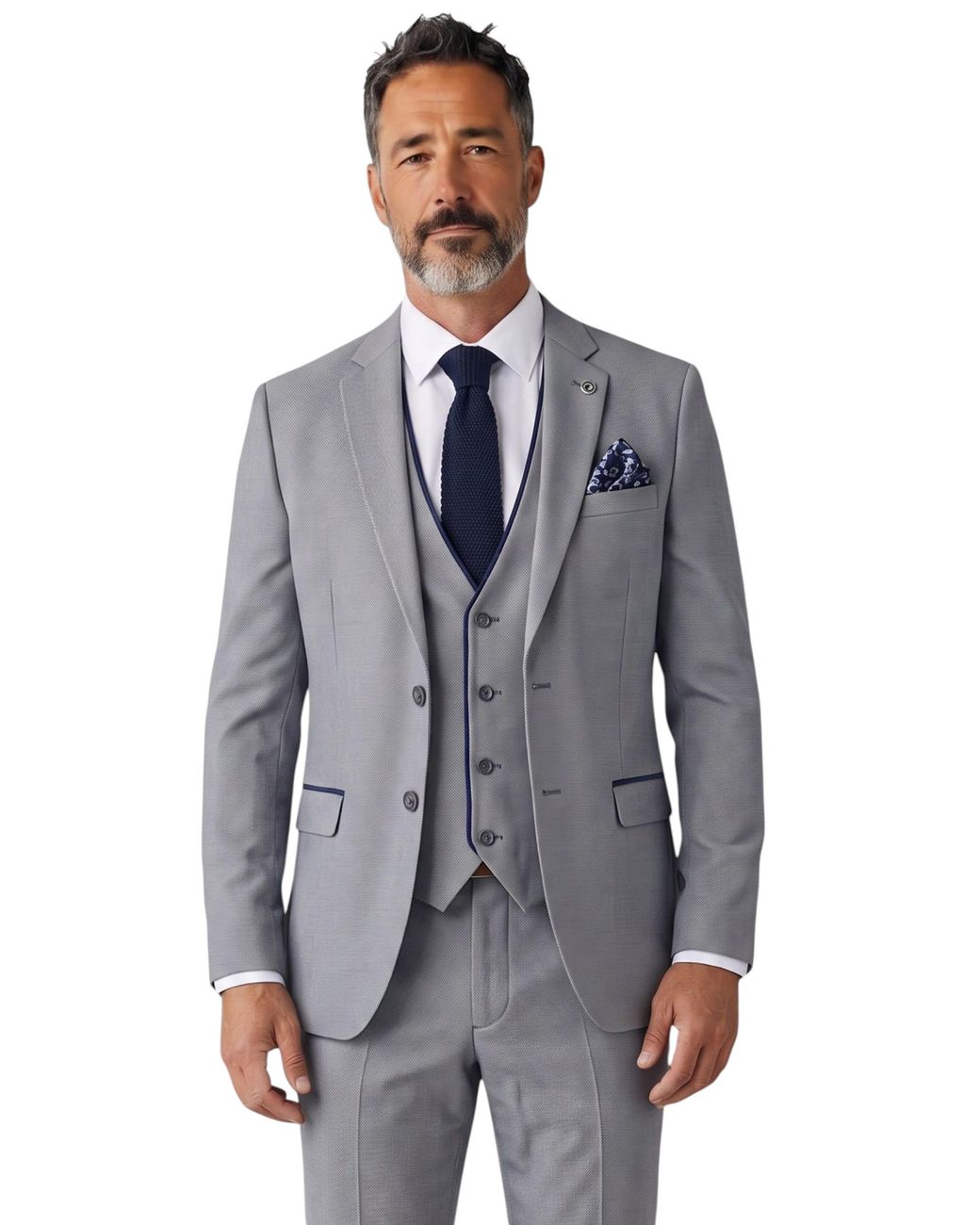 TruClothing Blue Formal 3 Piece Tailored Fit Plain Suit for men