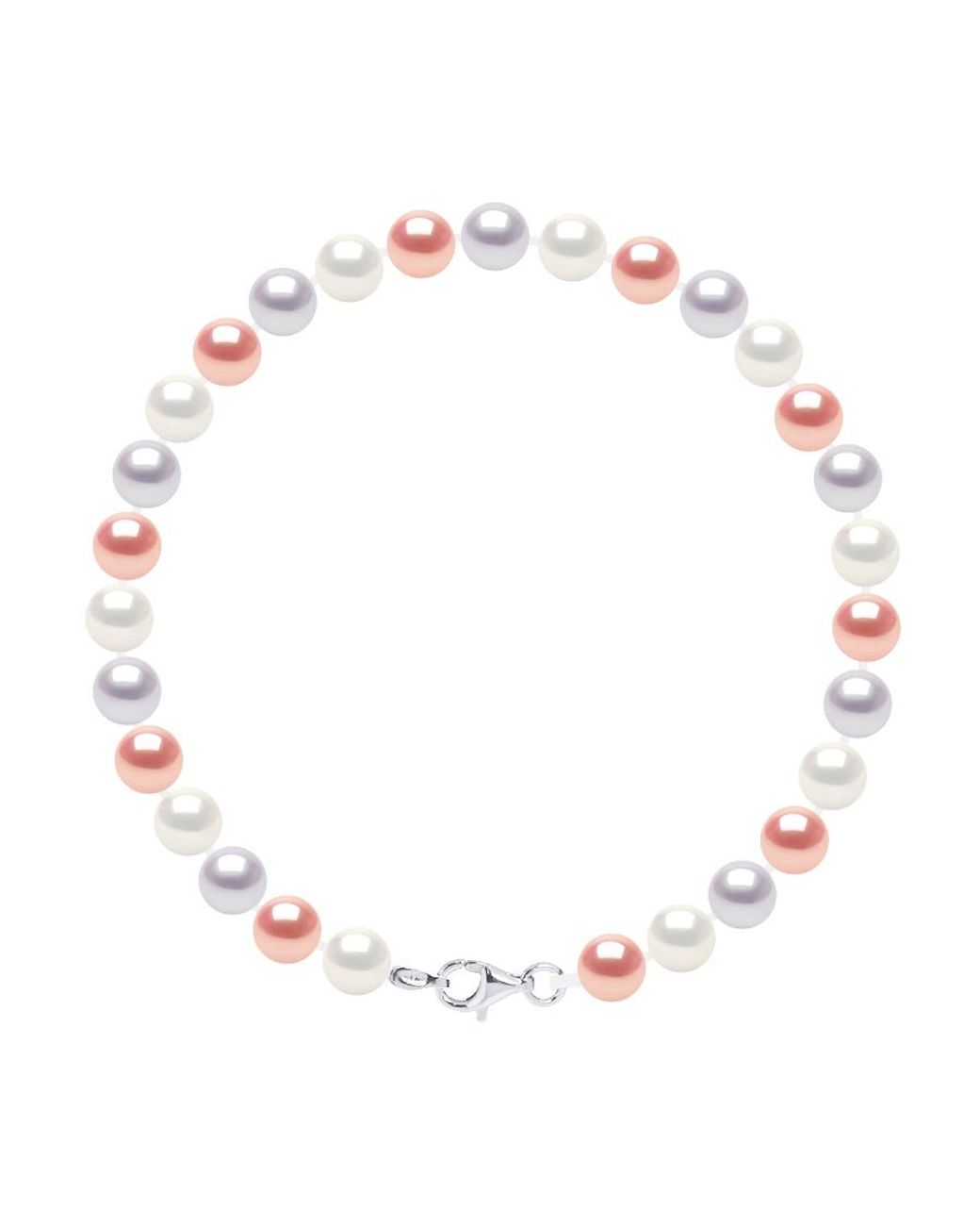 Ateliers Saint Germain Multicolor Bracelet Of Real Cultured Freshwater Pearls Round 6-7 Mm