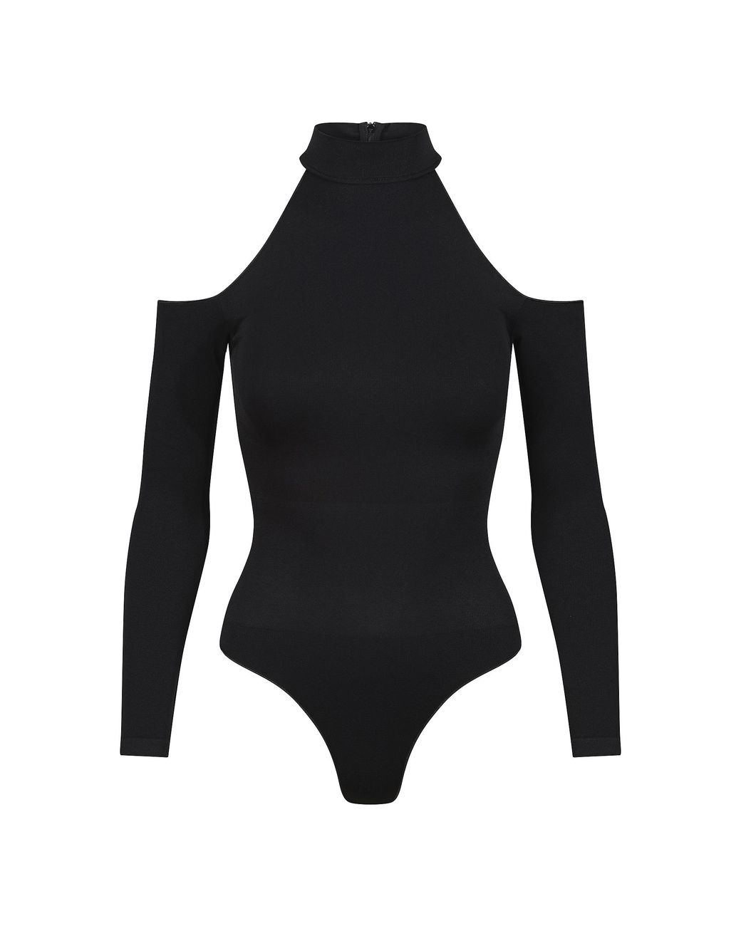 Ruey Black Ladies Essentials Cold Shoulder Bodysuit Sculpting Recycled Stretch Fit