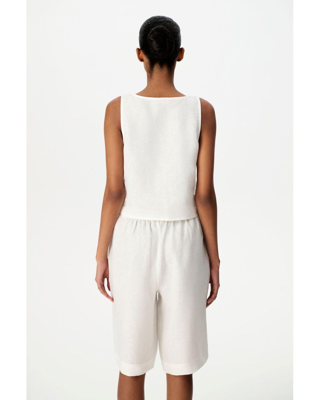 Penti White Linen Sleeveless Bodysuit
