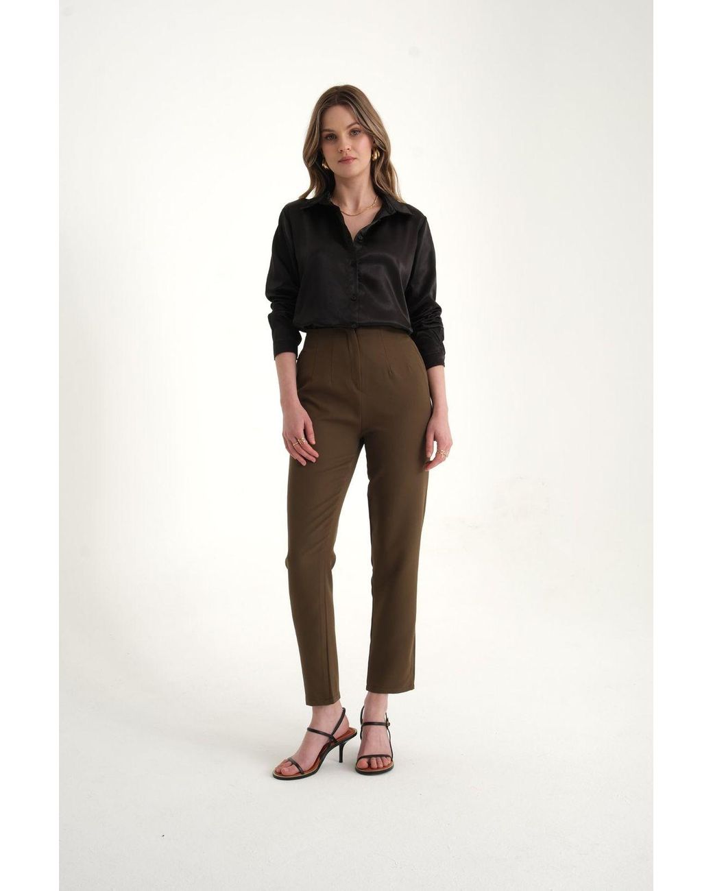 Hiccup Black High Waist Carrot Fit Trousers