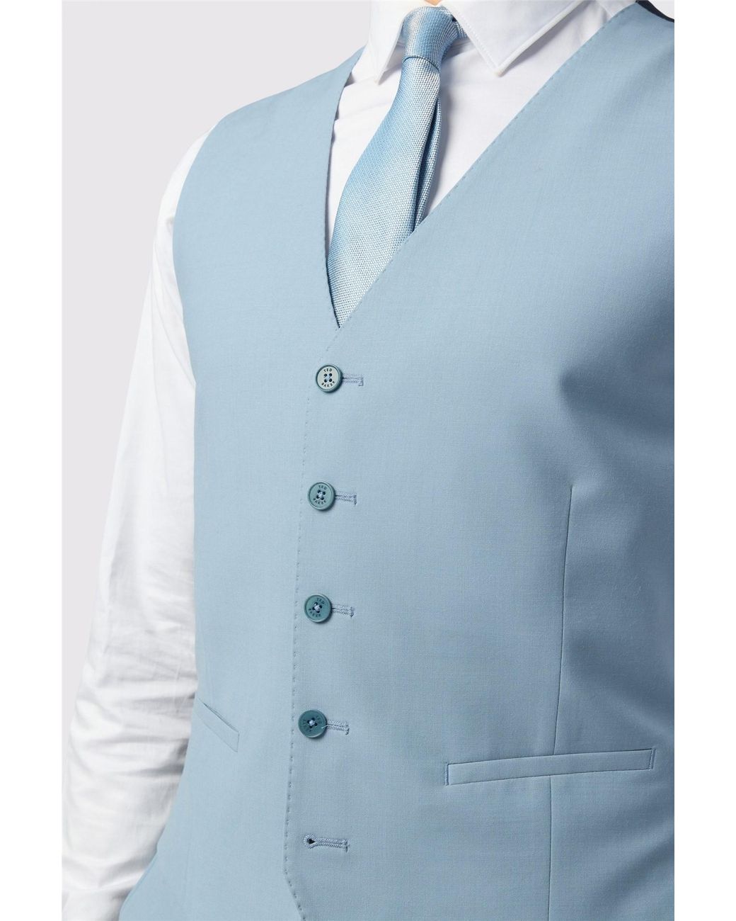 Ted Baker Blue Single Breasted Five Button V-Neck Slim Fit Suit Waistcoat for men