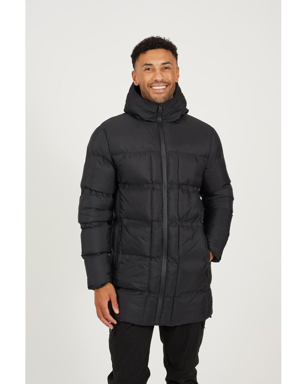 Brave Soul Gray Longline Padded Hooded Jacket for men