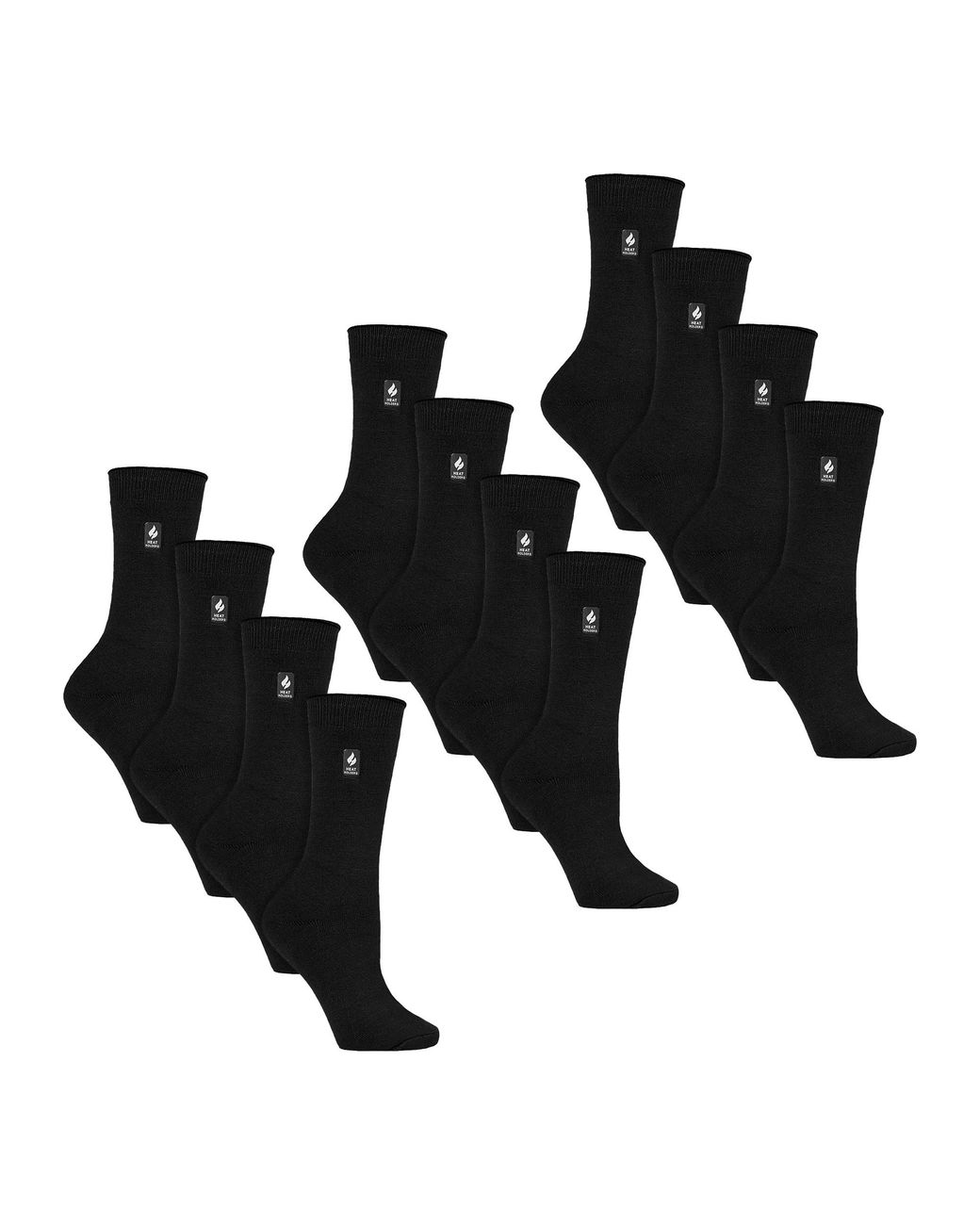 Heat Holders Black 12 Pairs Ladies Ultra Lite Soft Thermal Socks