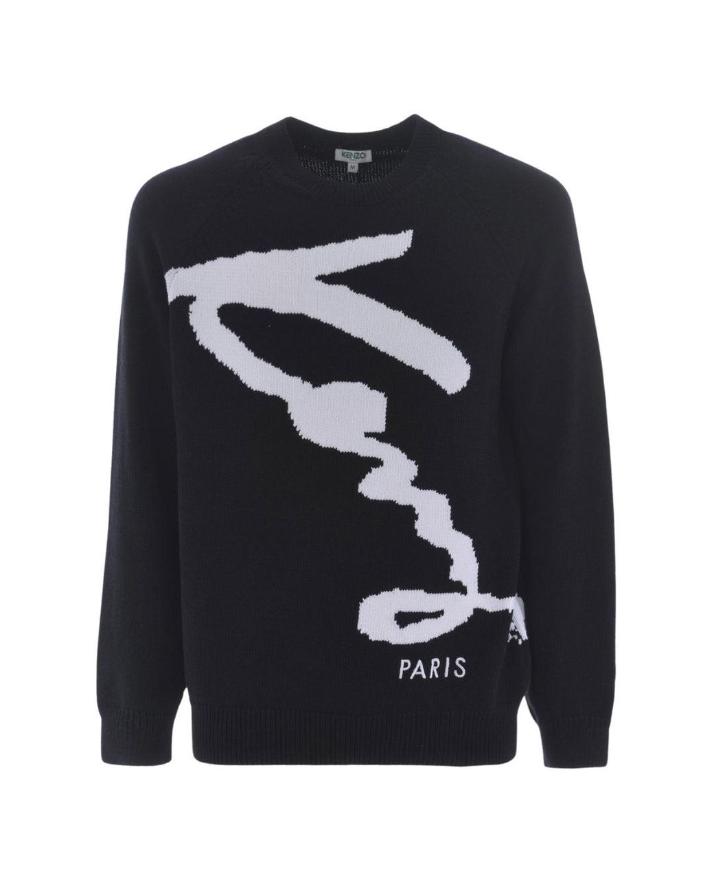 KENZO Blue Signature Knitted Sweater Cotton for men