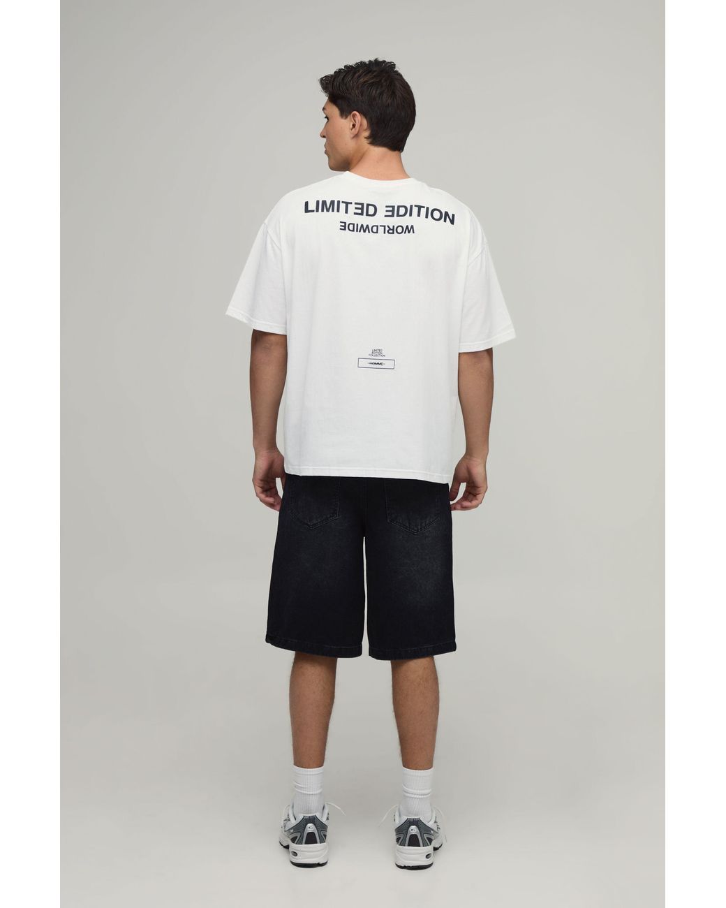 BoohooMAN White Oversized Raised Limited Text T-Shirt for men
