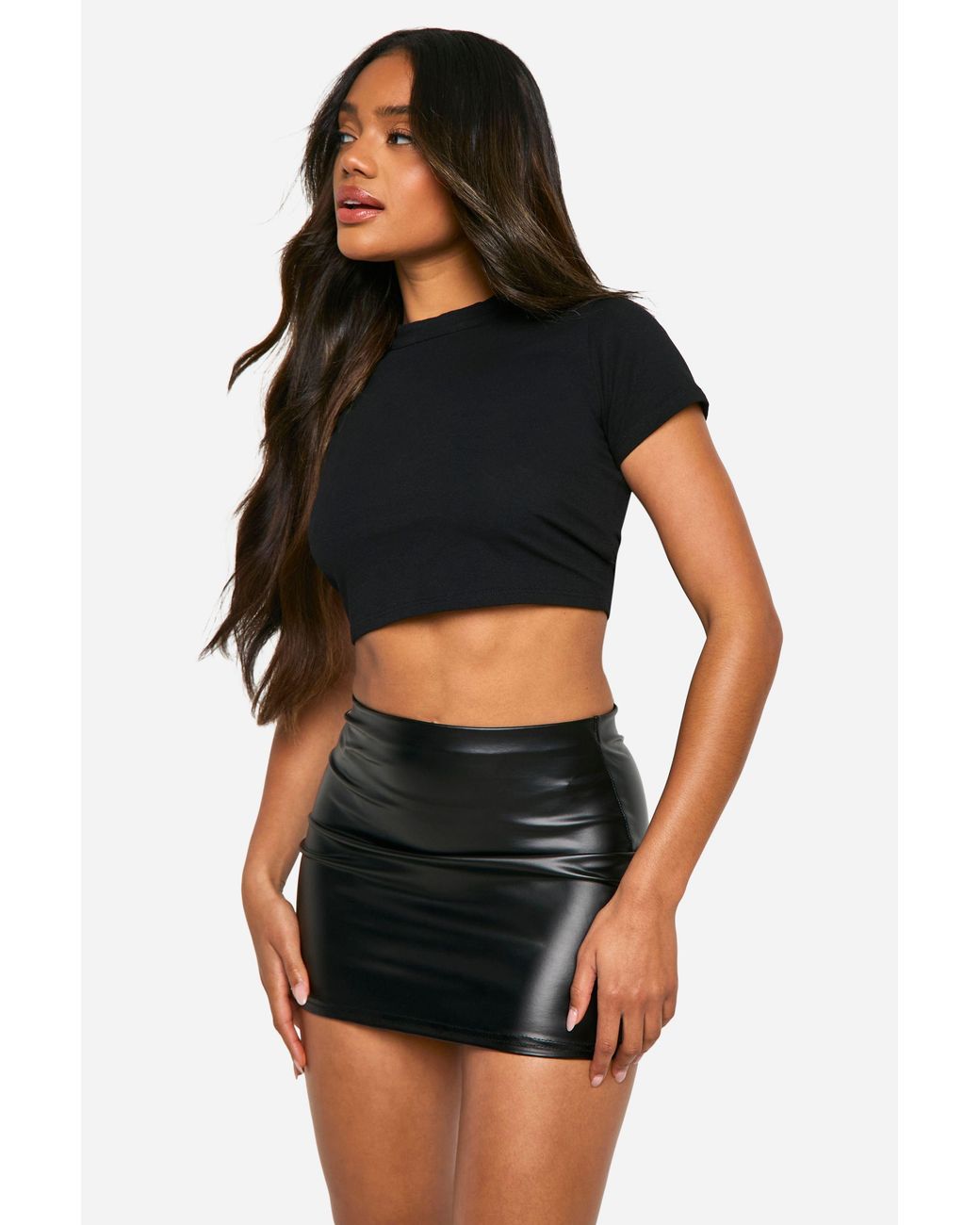 Boohoo Black Micro Mini Pu Skirt