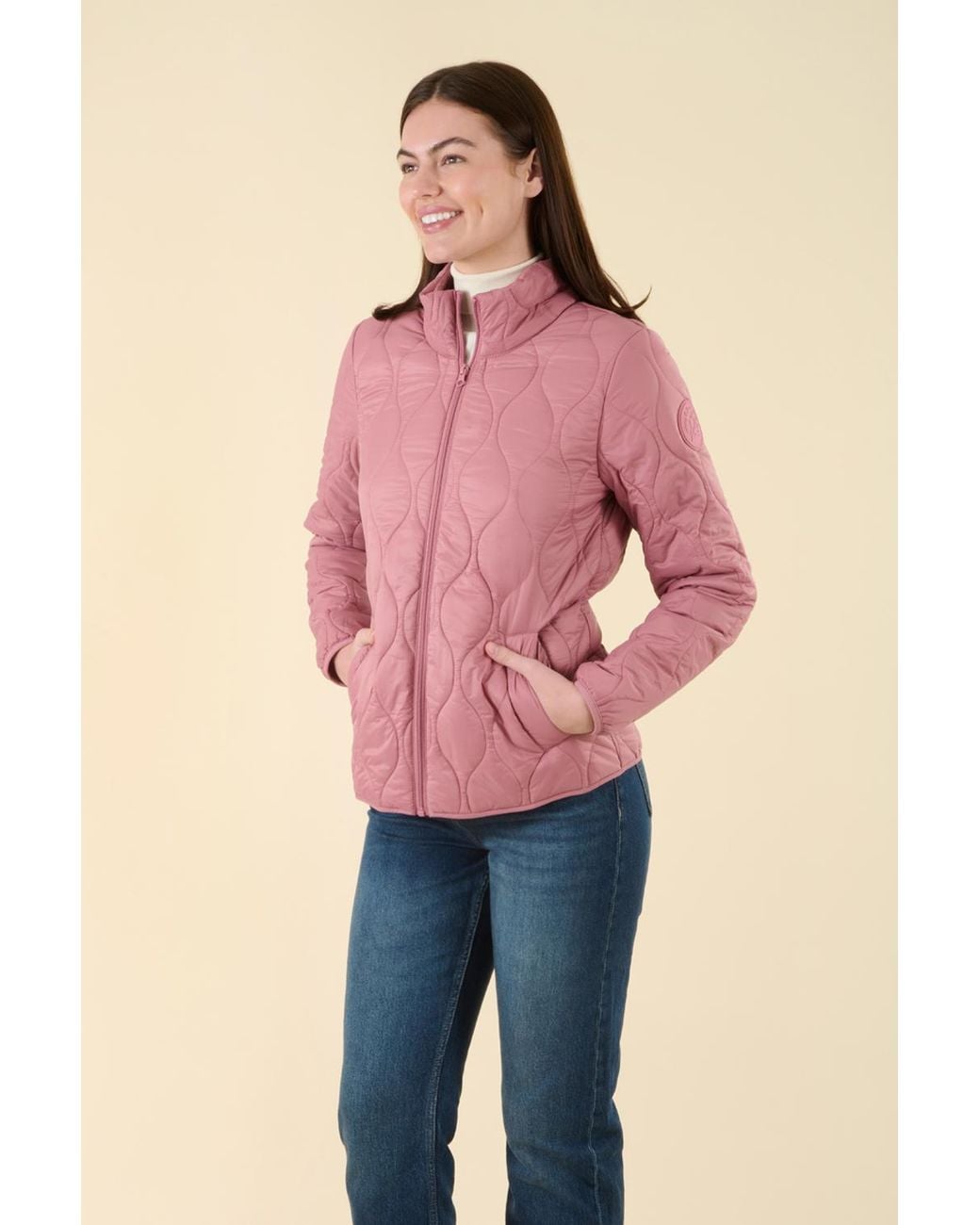 Harvey & Jones Pink Water Resistant Onion Quilted Jacket Nylon