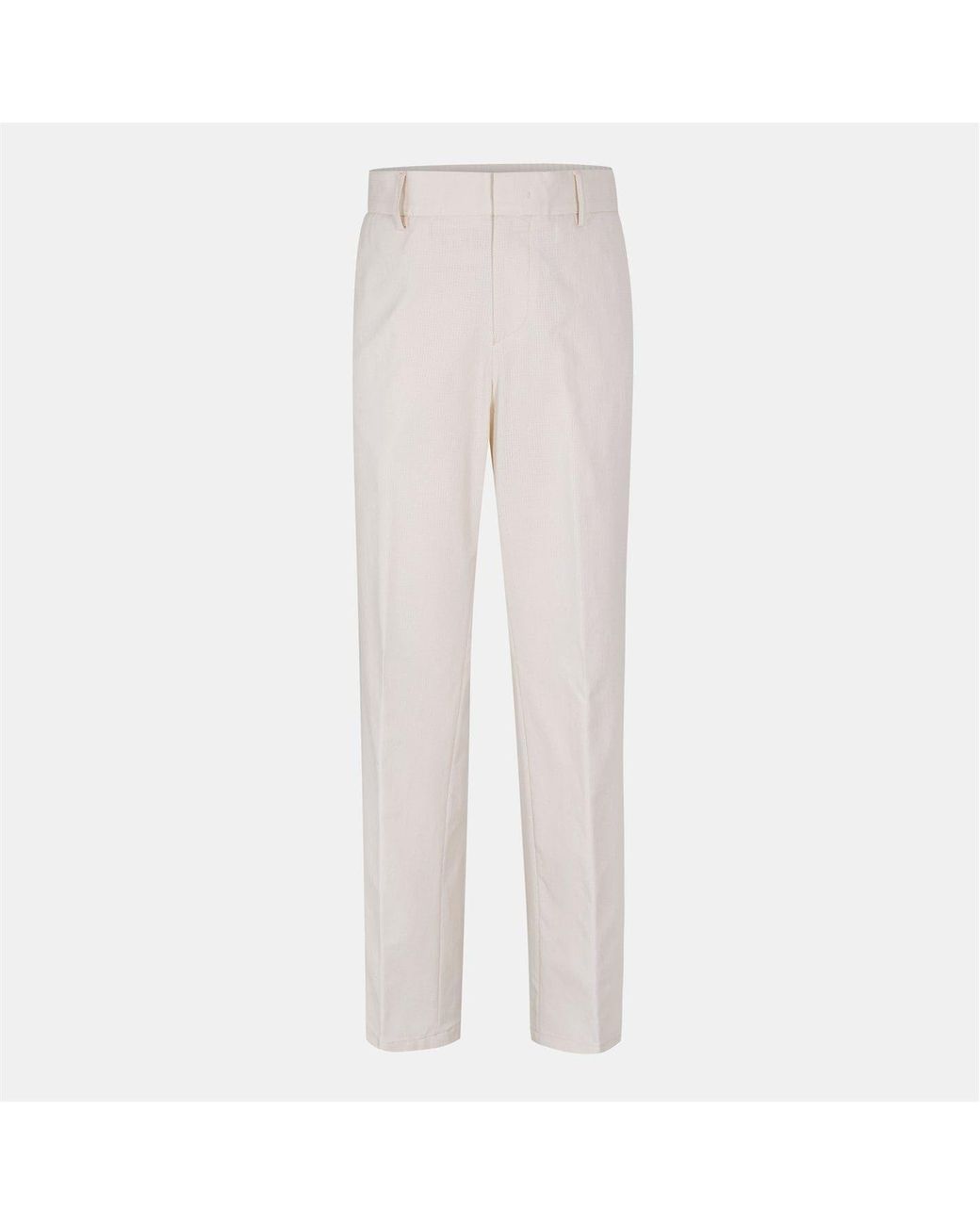 Boss White Genius Solid Patterned Straight Chinos for men