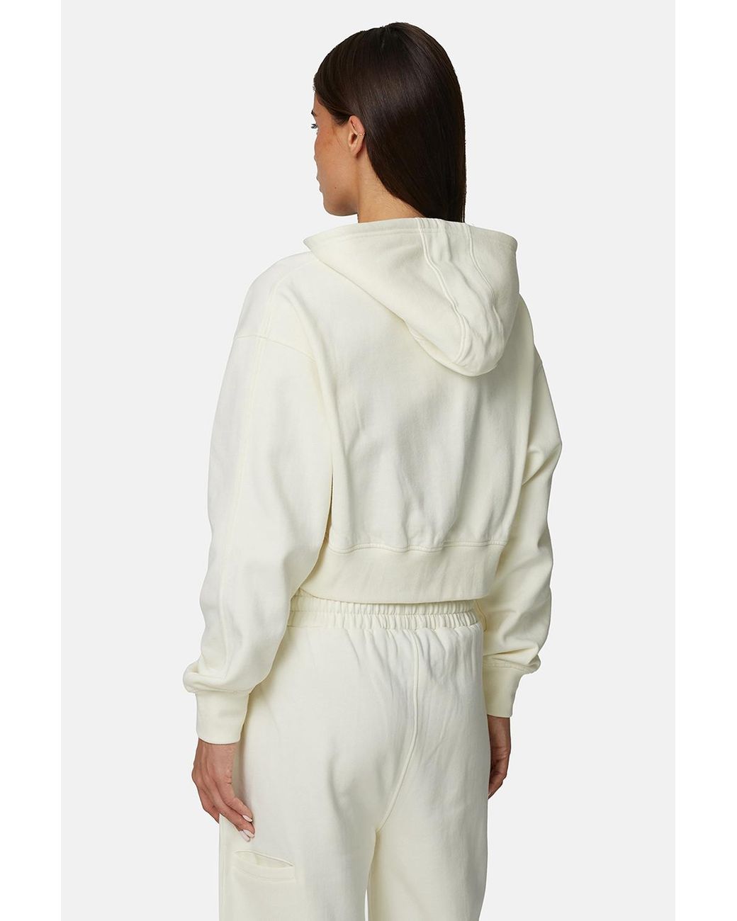 Good For Nothing White Cropped Zip Hoodie With Monogram