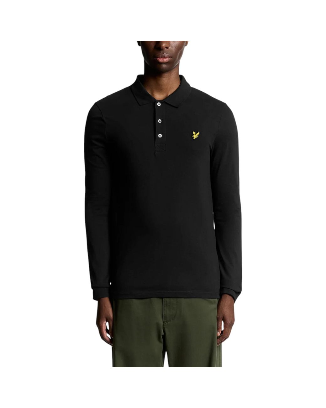 Lyle & Scott Black And Polo Shirt Lp400Vog Long Sleeve Summer Casual Cotton Tee for men