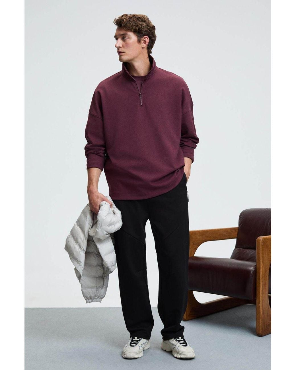 Grimelange Purple Relaxed Straight-Leg Sweatpants for men