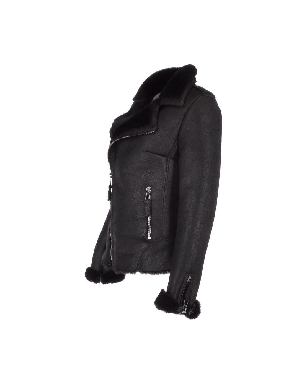 Ashwood Leather Black 'Alayna' Luxury Shearling Jacket