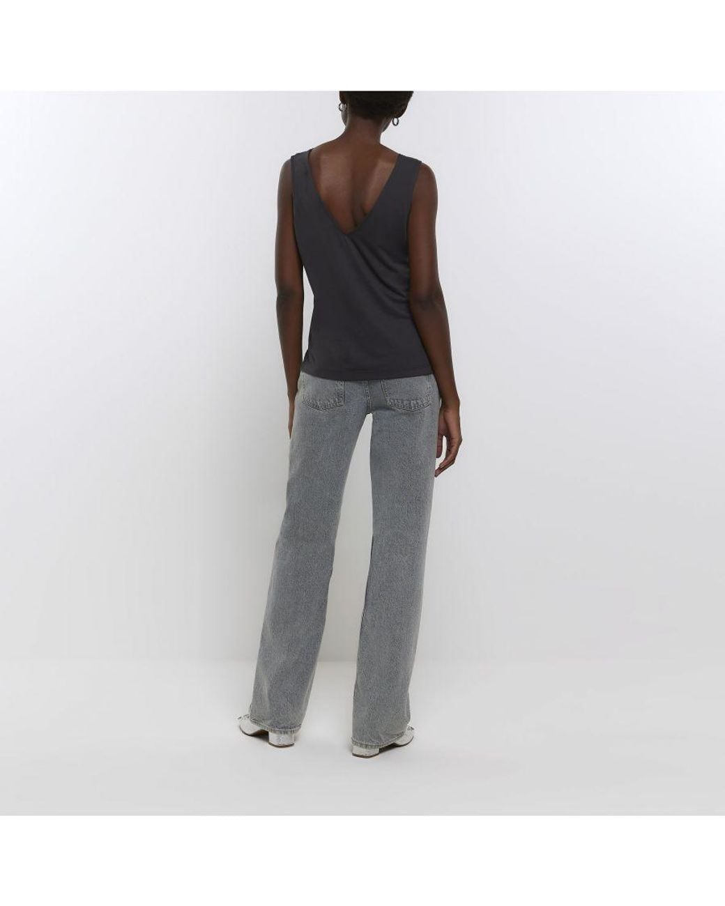 River Island Gray Vest Lace Trim