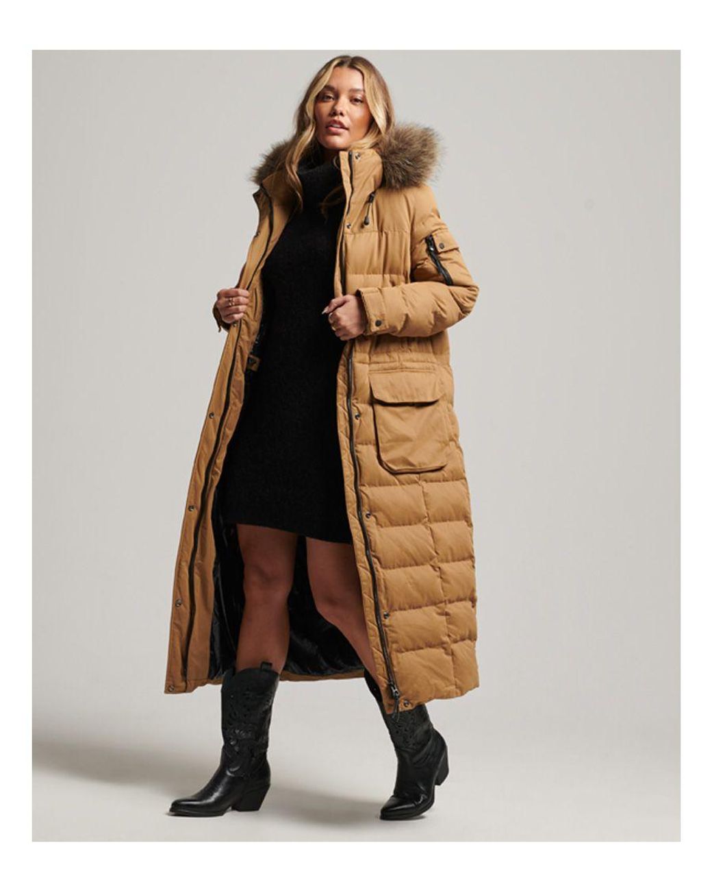 Superdry Microfibre Expedition Longline Parka Coat in Brown Lyst UK
