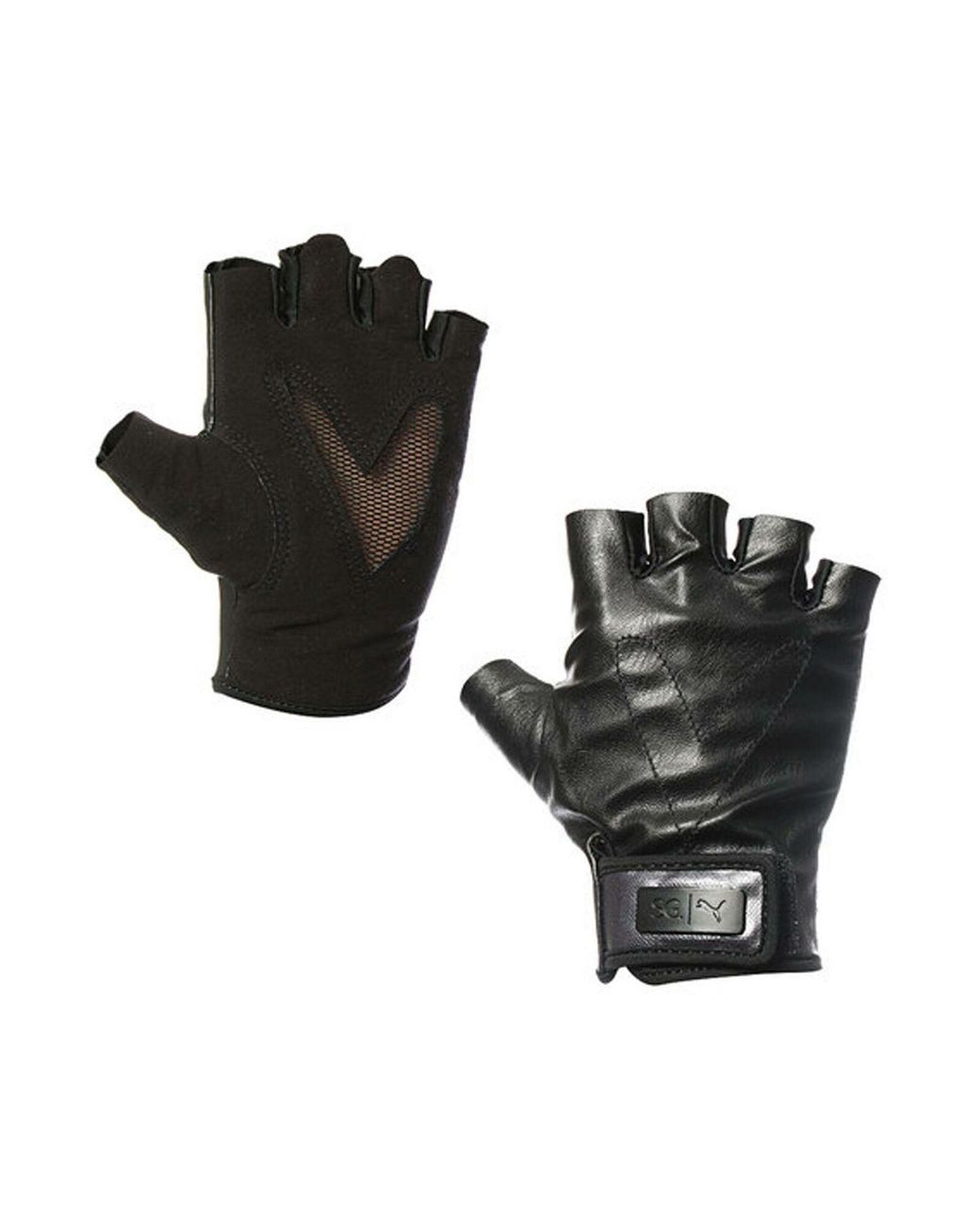 PUMA Black X Selena Gomez Style Biker Gloves Fingerless 041526 01 Textile