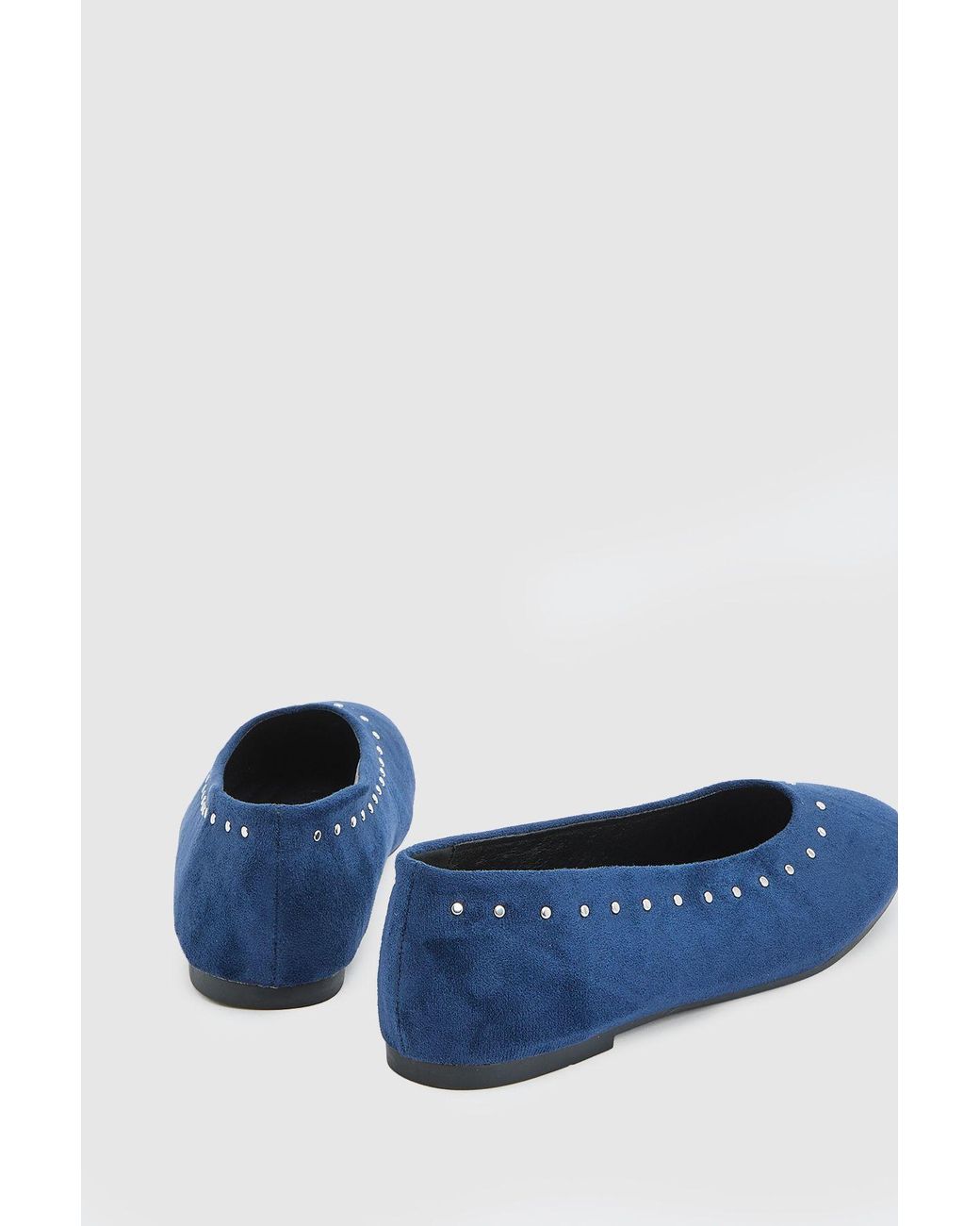 Good for the Sole Blue Alex Faux Suede Super Padded Flexi Studded Ballet Pumps