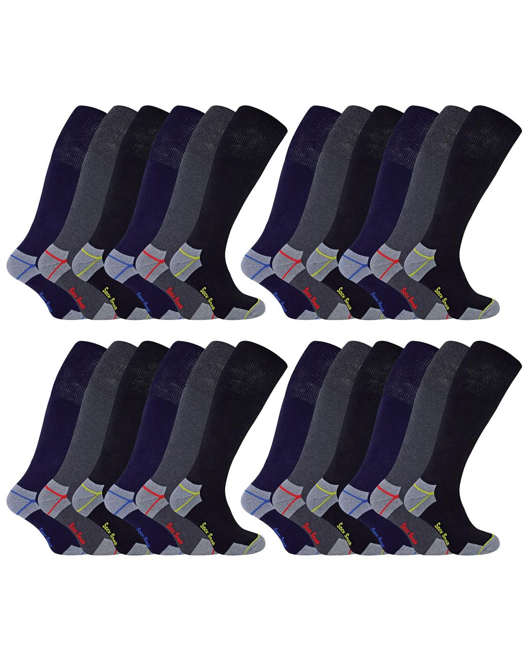 Sock Snob Blue 24 Pairs Durable Knee High Work Socks for men