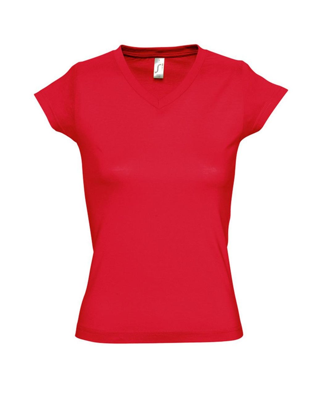 Sol's Red Ladies Moon V Neck Short Sleeve T-Shirt Cotton
