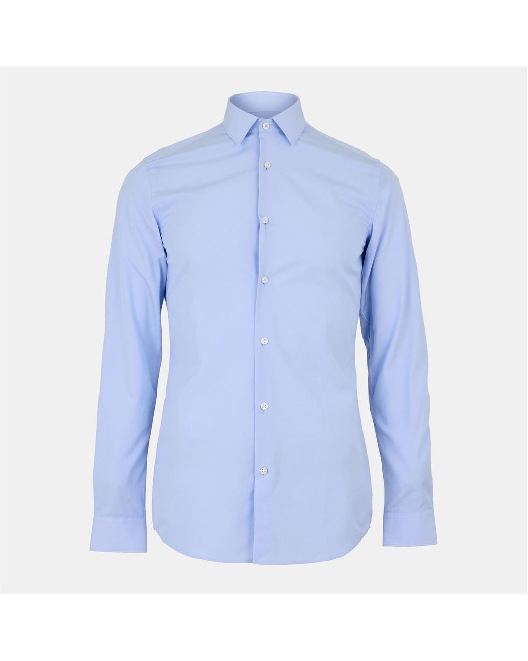 Boss Blue Collared Neck Point Collar Long Sleeve Shirt for men