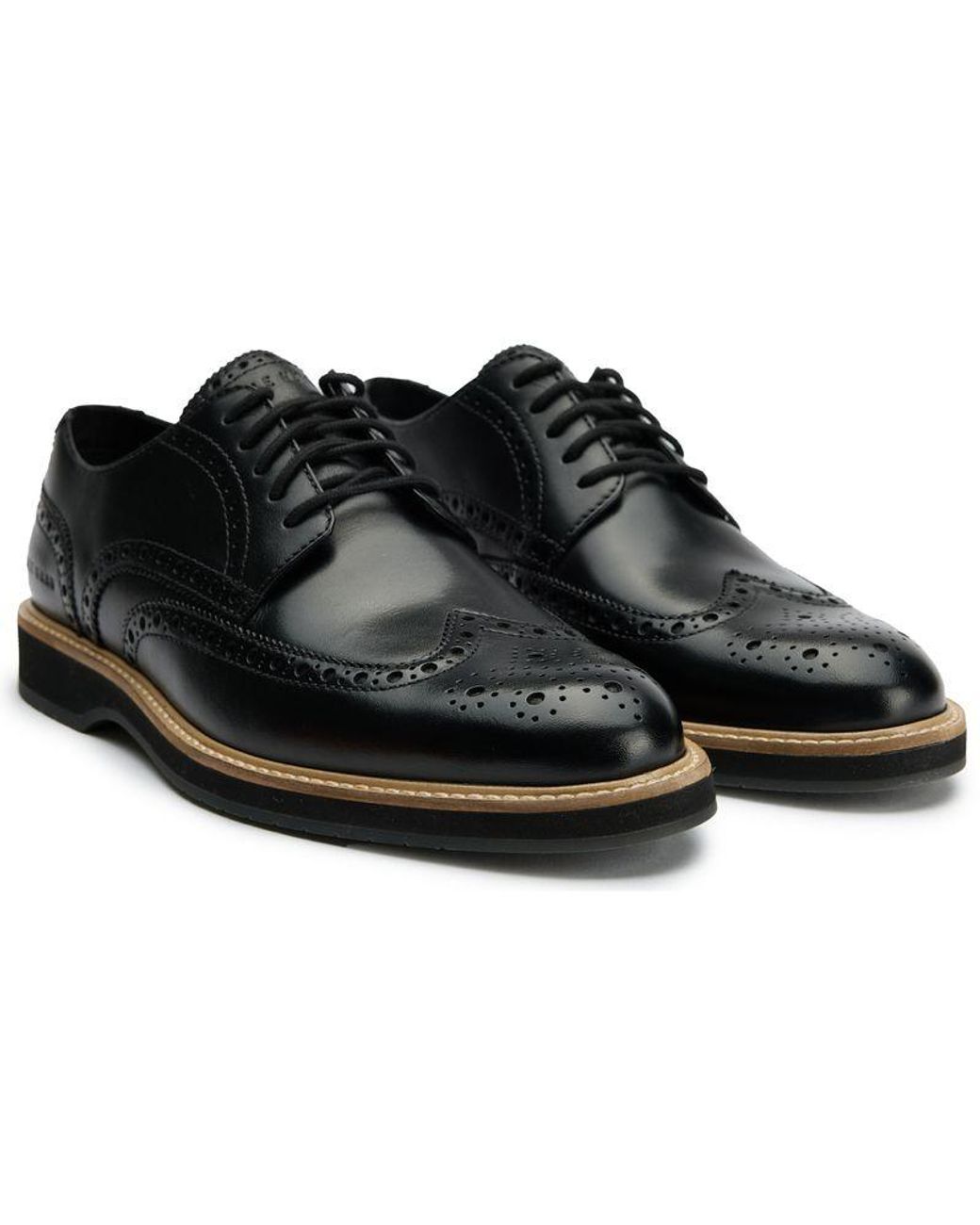 Cole Haan Black Morse Grand Wingtip Shoes for men