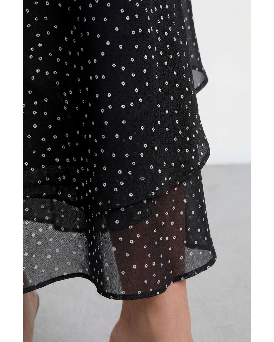 Warehouse Black High Waisted Bias Cut Ruffle Midi Skirt