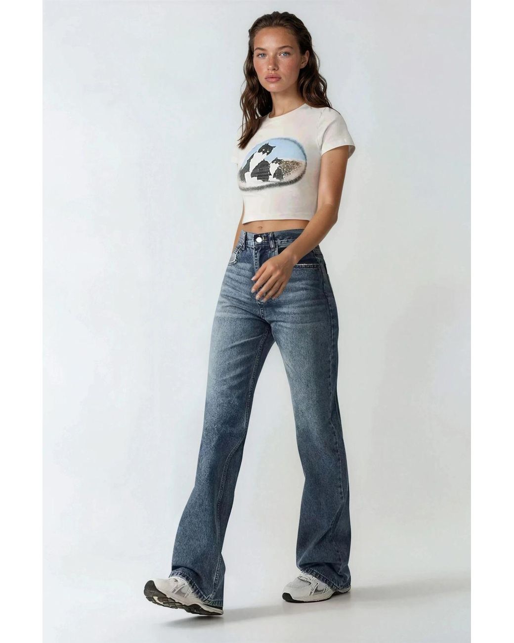 Hiccup Blue High Waist Straight Leg Denim Jeans