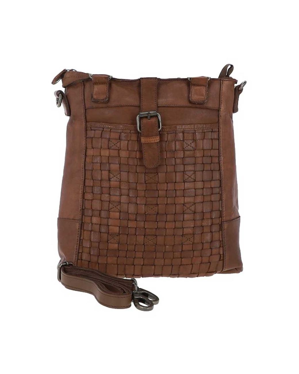 Ashwood Leather Brown 'Perfezione' Vintage Woven Shoulder Bag