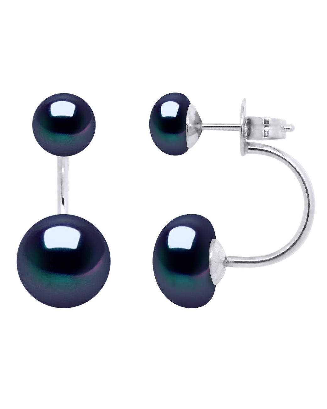 Ateliers Saint Germain Blue Earrings Duo Real Cultured Freshwater Pearls Button 6 And 9 Mm