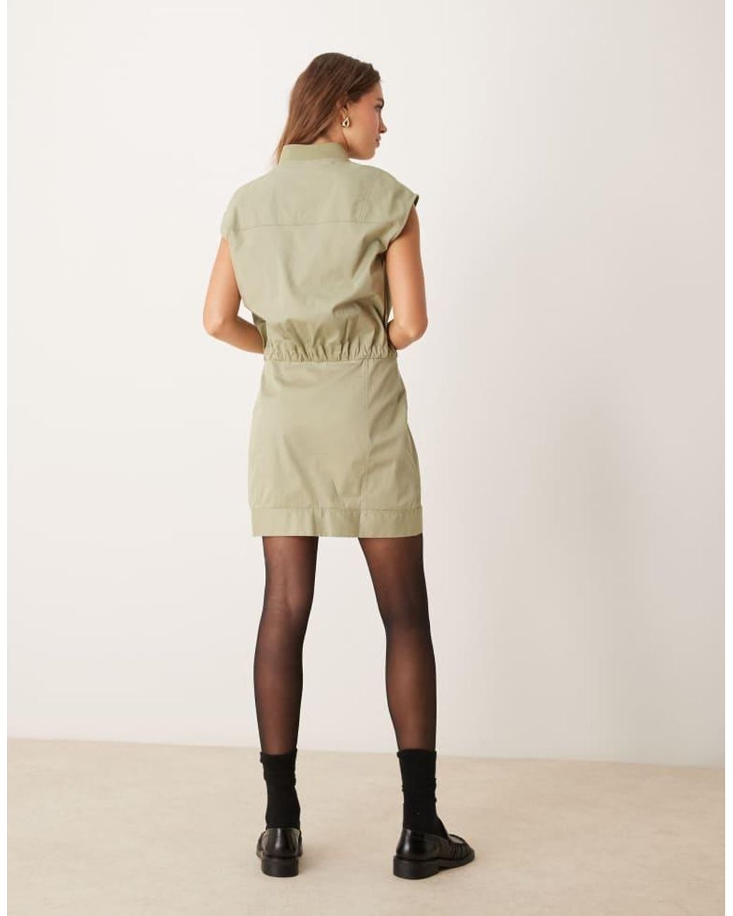 ASOS Brown Utility Zip Through Mini Dress