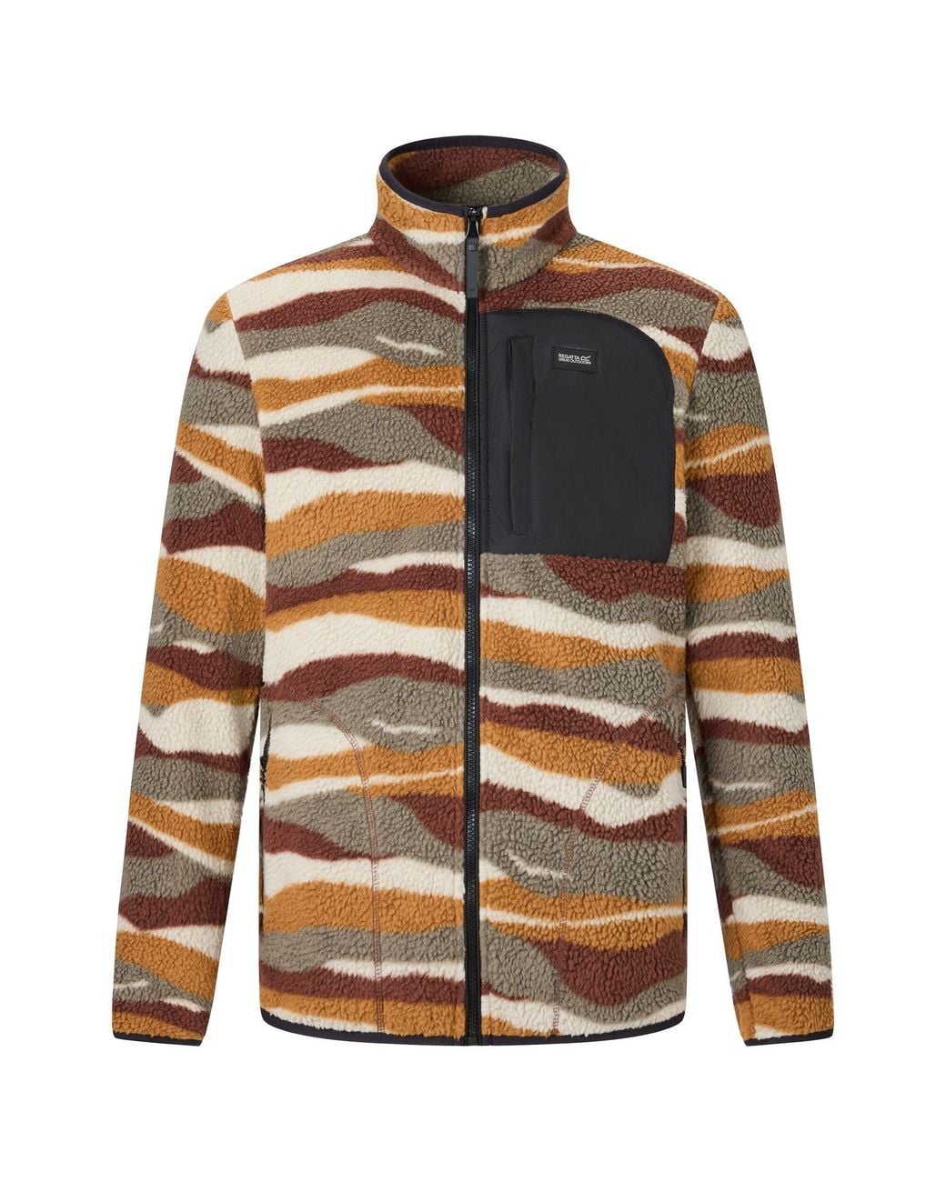 Regatta Multicolor Frankie Mountain Range Borg Full Zip Fleece Jacket (Coffee Grounds) for men