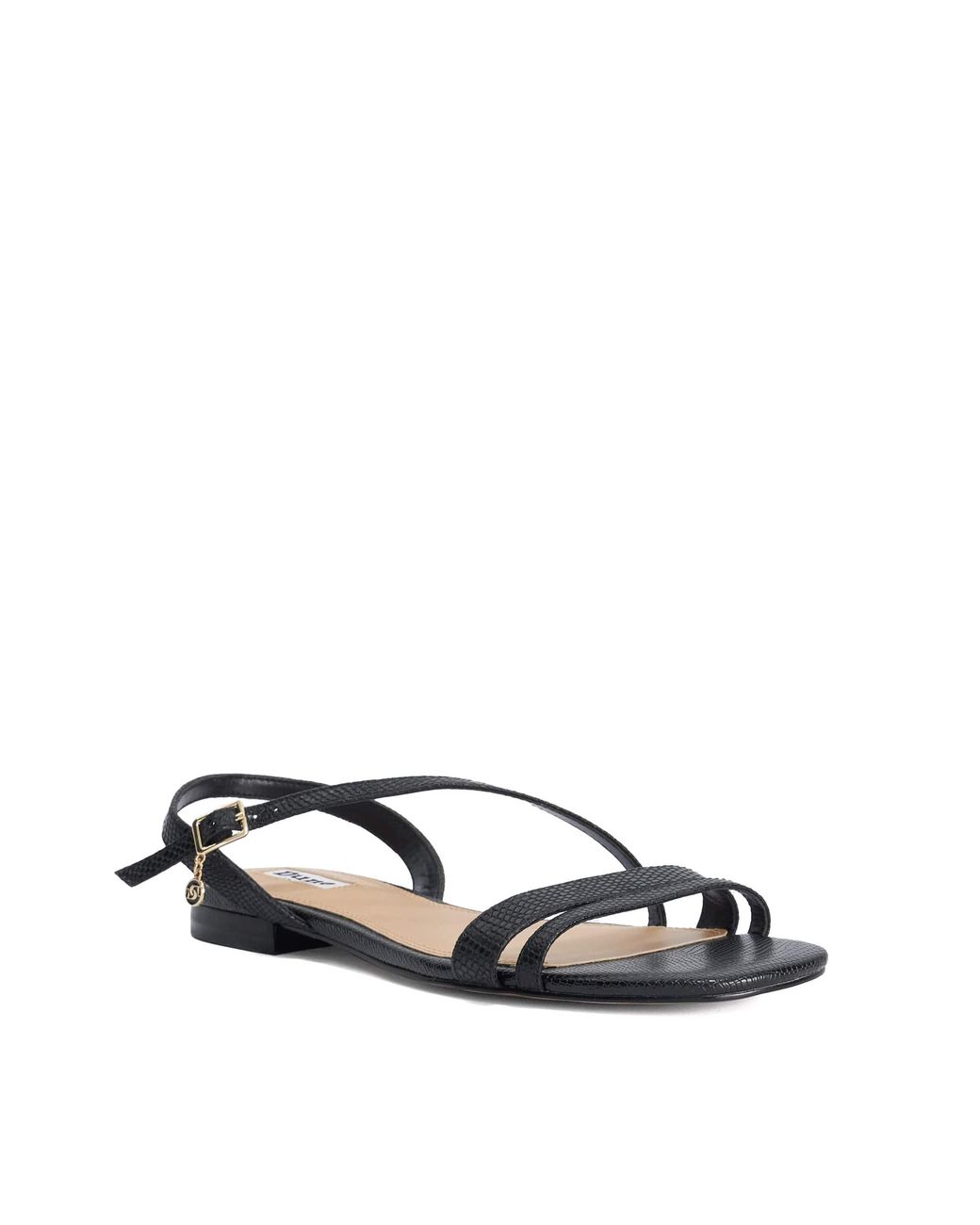 Dune Black Levon Flat Leather Sandals